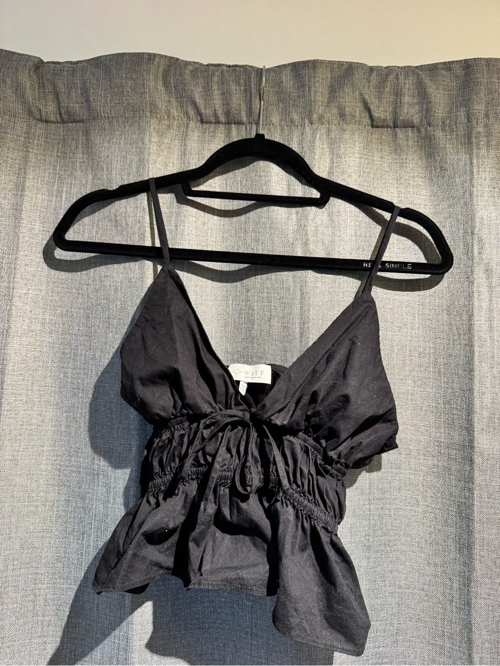 Black Smocked Waist Spaghetti Strap Top